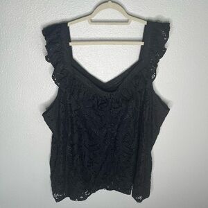 Torrid Black Lace Ruffle Tank Top Size 5